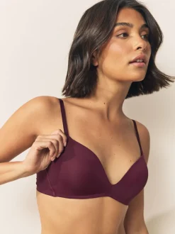 Plum Purple/Navy A-E Push Up Padded Non Wired Smoothing Bras 2 Pack