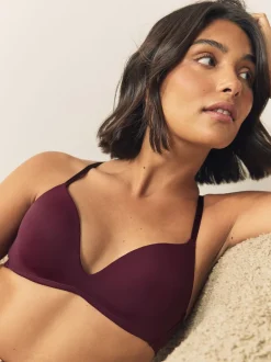 Plum Purple/Navy A-E Push Up Padded Non Wired Smoothing Bras 2 Pack
