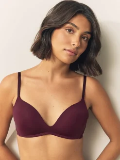 Plum Purple/Navy A-E Push Up Padded Non Wired Smoothing Bras 2 Pack