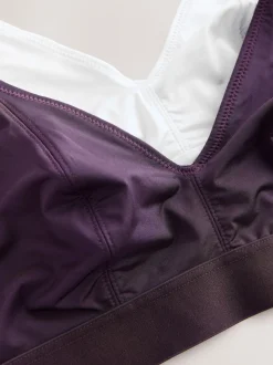 Plum Purple/White Bralette DD+ Ultimate Comfort Non Wire Bralettes 2 Pack