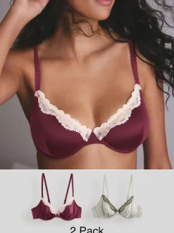 Plum/Green Non Pad Plunge High Shine Bra