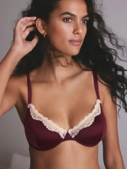 Plum/Green Non Pad Plunge High Shine Bra