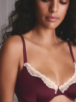 Plum/Green Non Pad Plunge High Shine Bra