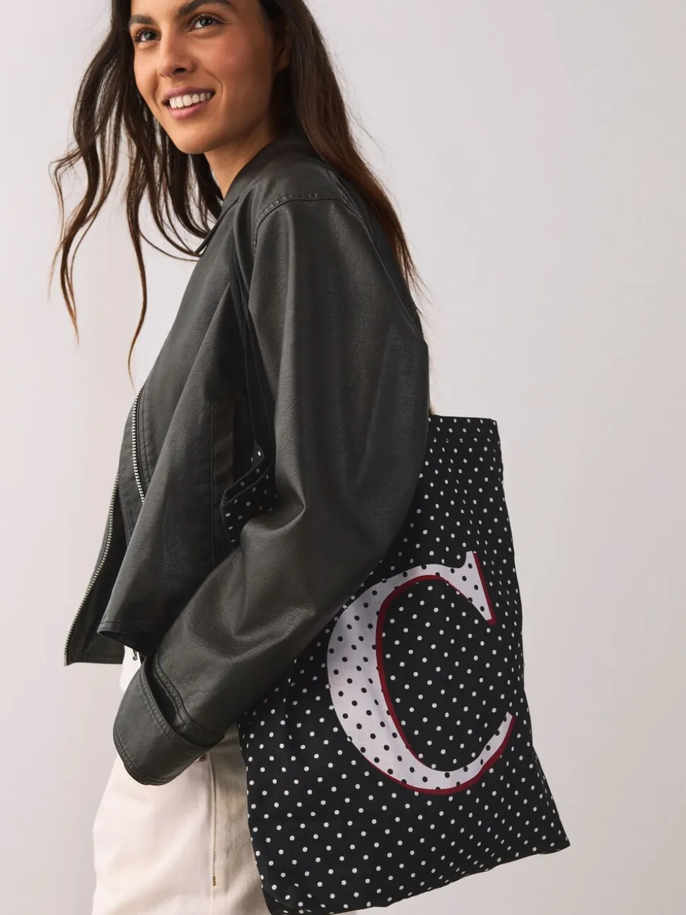 Polka Dot Cotton Shopper Bag