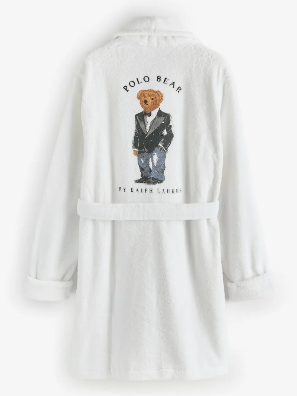 Polo Ralph Lauren White Short Printed Back Bear Robe