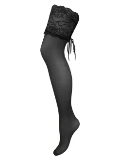 Pour Moi Black All Tied Up Laced Up 15 Denier Stockings