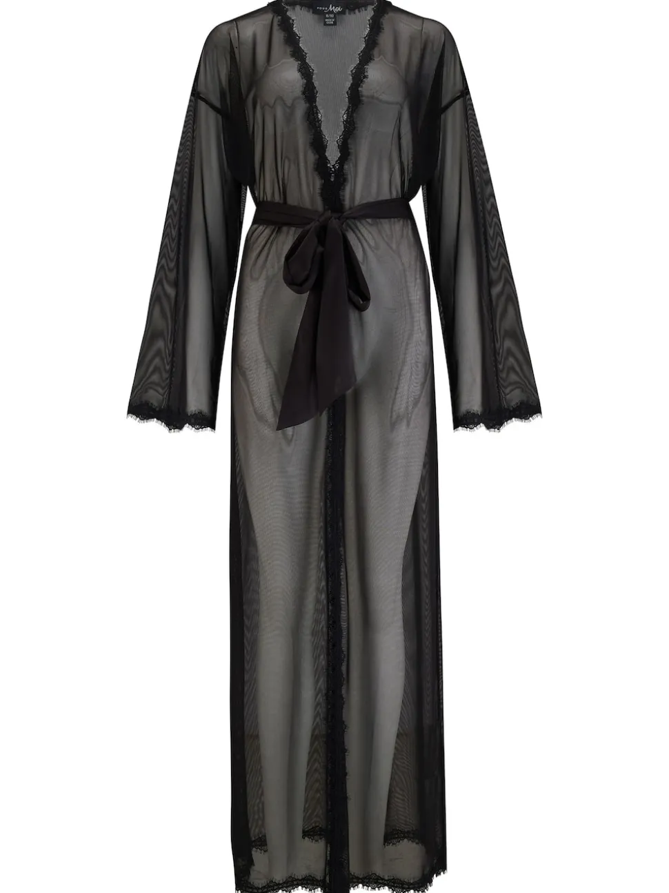 Pour Moi Black Boudoir Mesh & Lace Maxi Gown