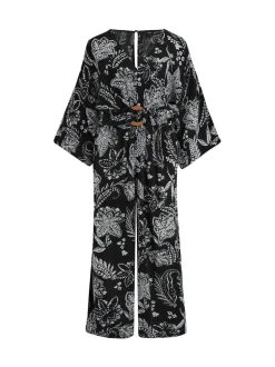 Pour Moi Black Crinkle O Ring Woven Beach Jumpsuit