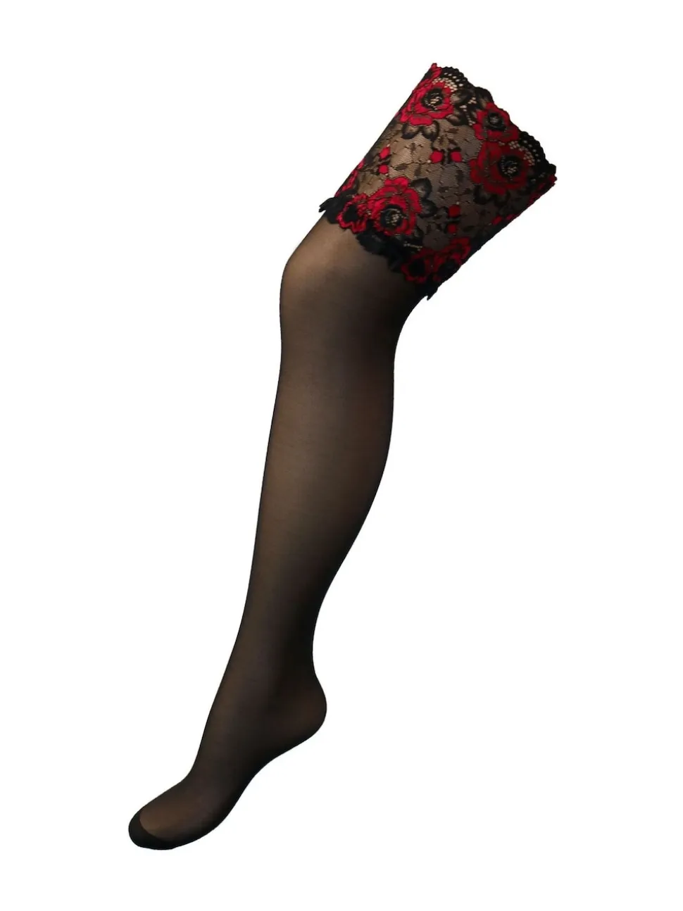 Pour Moi Black Desire Deep Lace 15 Denier Stocking