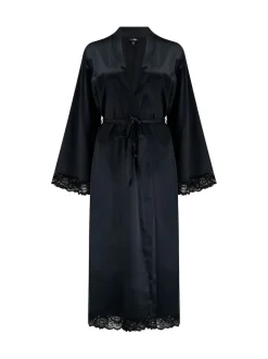 Pour Moi Black Dusk Satin Kimono Sleeve Midi Gown