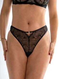 Pour Moi Black Ember Embroidered Thong