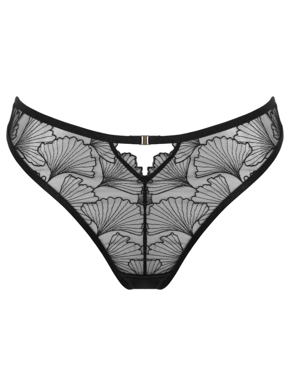 Pour Moi Black Ember Embroidered Thong