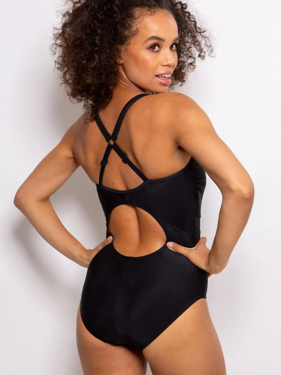 Pour Moi Black Energy Double Strap Racerback Mesh Swimsuit