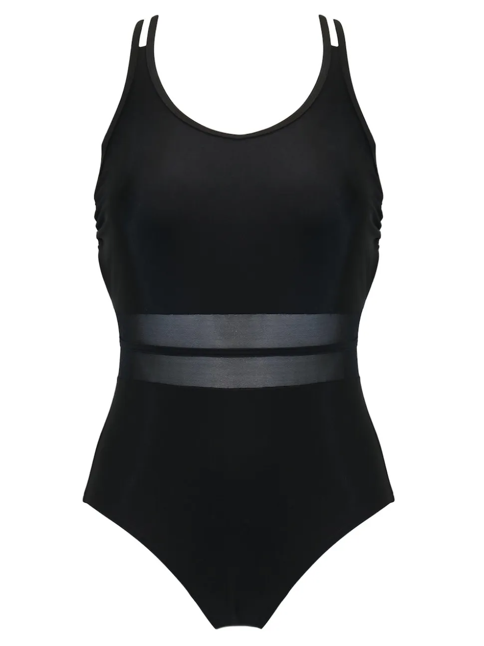 Pour Moi Black Energy Double Strap Racerback Mesh Swimsuit