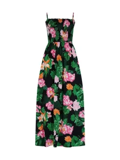 Pour Moi Black Floral Strapless Shirred Bodice Woven Maxi Beach Dress