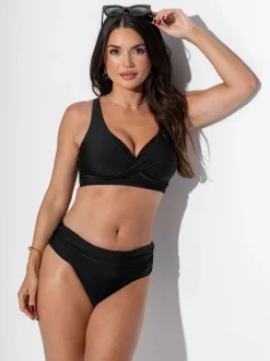Pour Moi Black Free Spirit Twist Front Non Wired Bikini Top