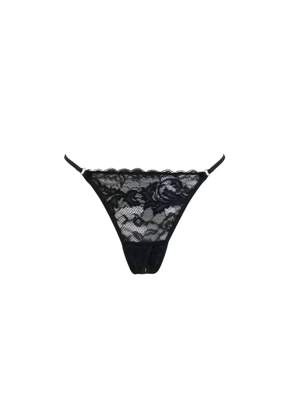 Pour Moi Black G-String For Your Eyes Only High Waist Crotchless Thong