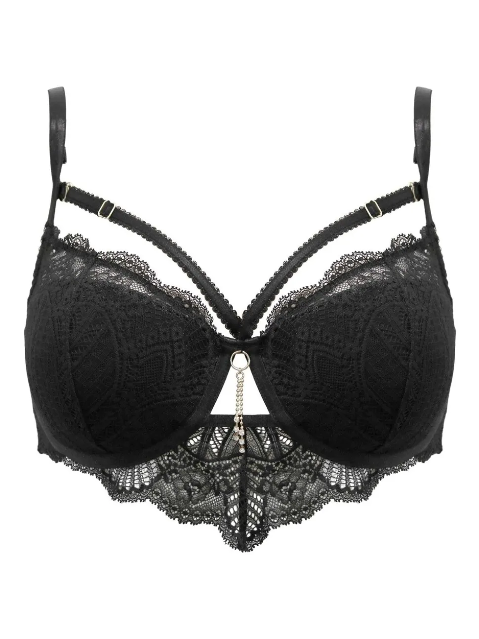 Pour Moi Black India Demilicious Linear Lace Demi Padded Bra