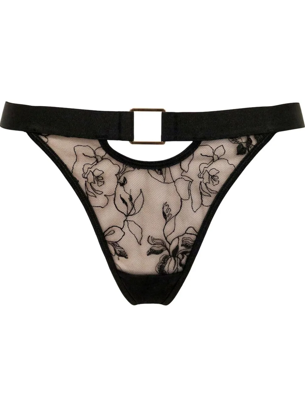 Pour Moi Black India Embroidery Thongs