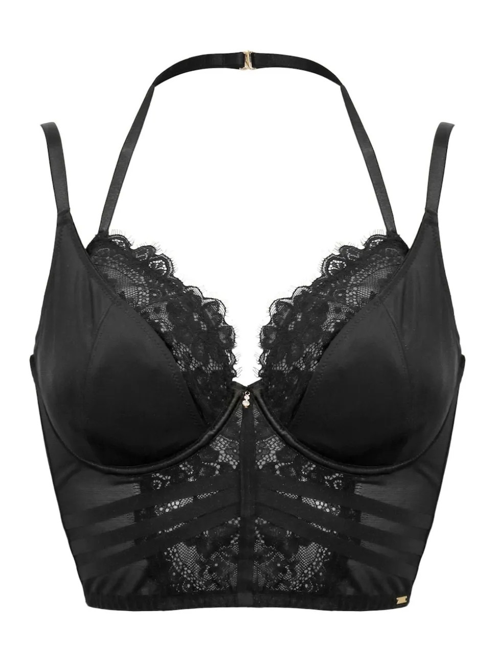 Pour Moi Black India Wild At Heart Double Strap Longline Bra