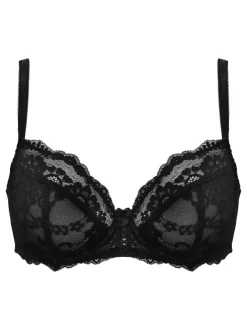 Pour Moi Black Non Padded Underwired Fleur Balconette Bra