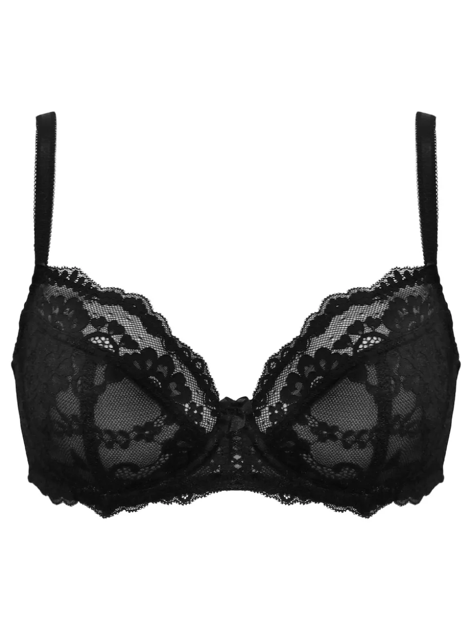 Pour Moi Black Non Padded Underwired Fleur Balconette Bra