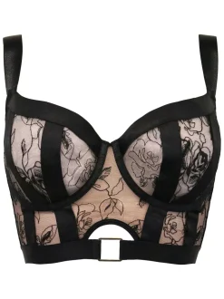 Pour Moi Black Non Padded India Embroidery Underwired Bustier Bra