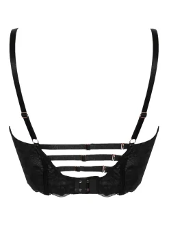 Pour Moi Black Onyx Zip Front Fastening Padded Longline Bra