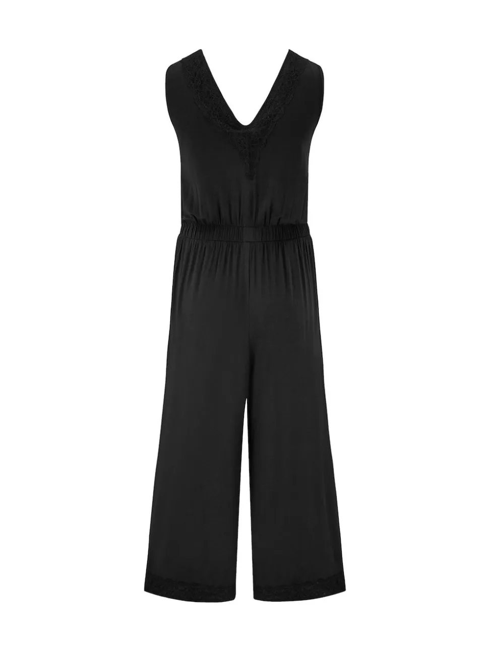 Pour Moi Black Sofa Loves Lace Hidden Support Cropped Wide Leg Jumpsuit