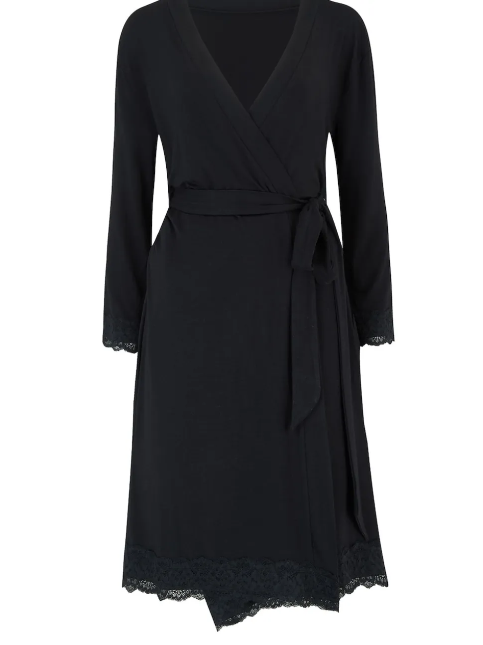 Pour Moi Black Sofa Loves Lace Jersey Wrap Gown