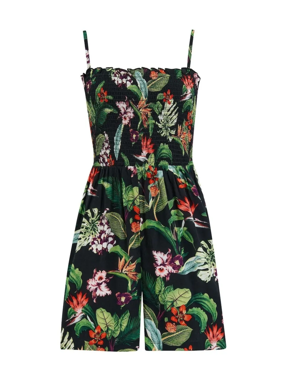 Pour Moi Black Strapless Shirred Bodice Woven Beach Playsuit