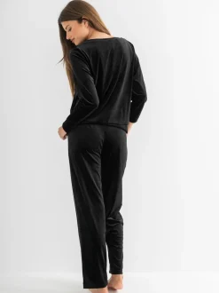 Pour Moi Black Velour Lounge Pyjamas Set