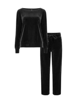 Pour Moi Black Velour Lounge Pyjamas Set