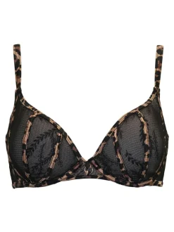 Pour Moi Black/Leopard Non Padded Underwired India Leopard Embroidered Bra