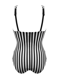 Pour Moi Black/White Free Spirit Twist Front Ruched Tummy Control Swimsuit