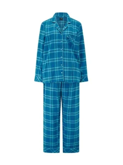 Pour Moi Blue Cosy Check Brushed Cotton Pyjamas Gift Set
