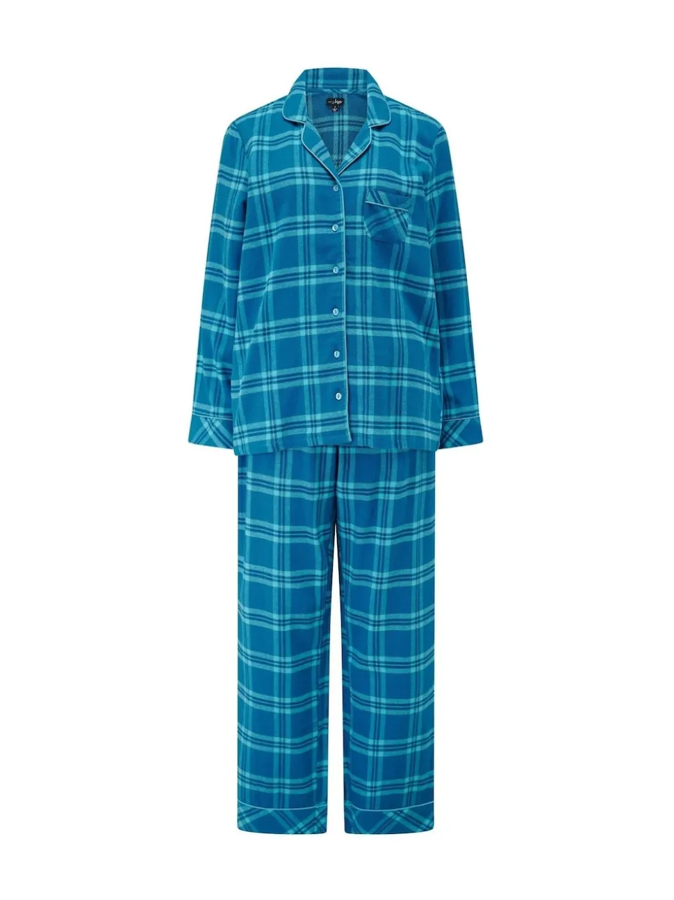 Pour Moi Blue Cosy Check Brushed Cotton Pyjamas Gift Set