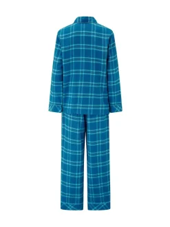 Pour Moi Blue Cosy Check Brushed Cotton Pyjamas Gift Set
