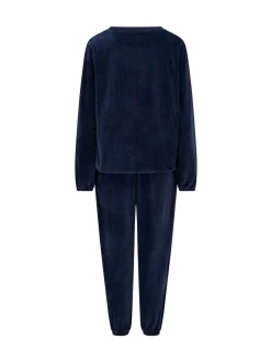 Pour Moi Blue Ribbed Cosy Fleece Lounge Pyjamas Set