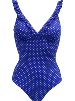 Pour Moi Blue Sicily Tummy Control Frill Swimsuit