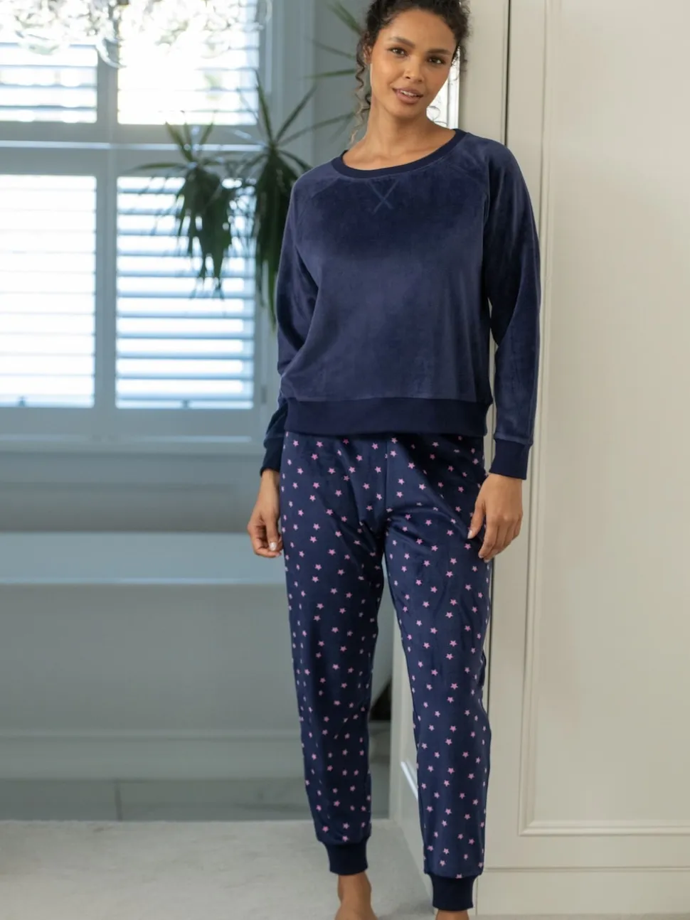 Pour Moi Blue/Pink Cosy Fleece Sweatshirt and Jogger Pyjamas Set