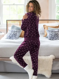 Pour Moi Burgundy Cosy Fleece Sweatshirt and Jogger Pyjamas Set