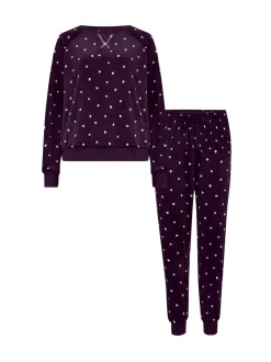 Pour Moi Burgundy Cosy Fleece Sweatshirt and Jogger Pyjamas Set