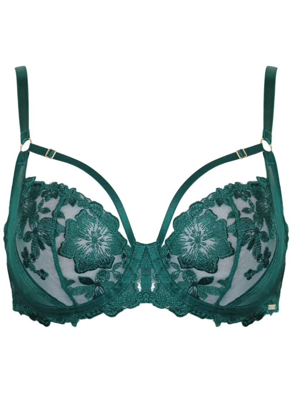 Pour Moi Green India Bold Floral Embroidery Non Pad Bra