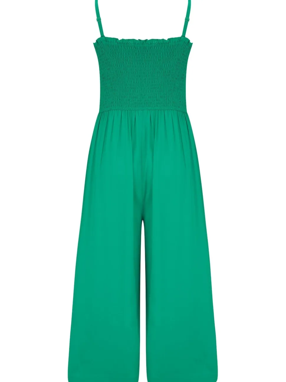 Pour Moi Green Strapless Shirred Bodice Crop Leg Beach Jumpsuit