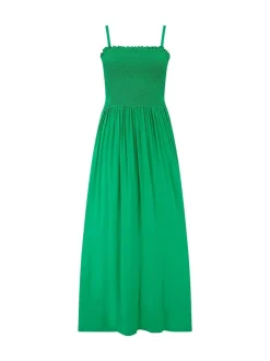Pour Moi Green Strapless Shirred Bodice Woven Maxi Beach Dress