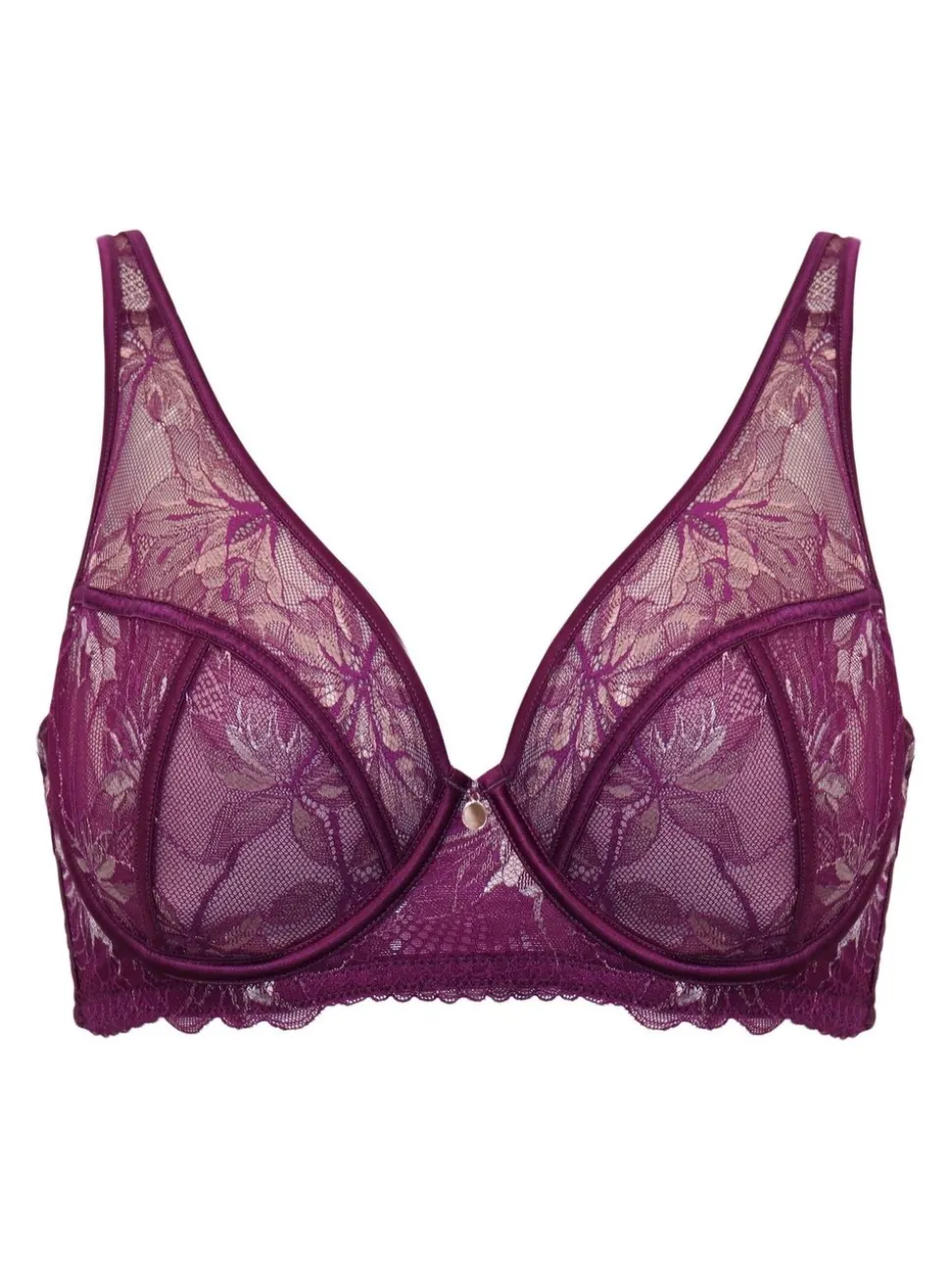 Pour Moi Magenta/Pink Non Padded Sonnet Two Tone Lace Bra