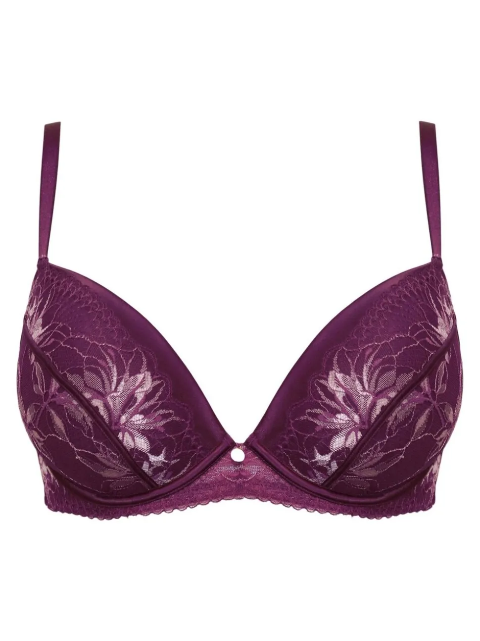 Pour Moi Magenta/Pink Padded Sonnet Two Tone Lace Bra