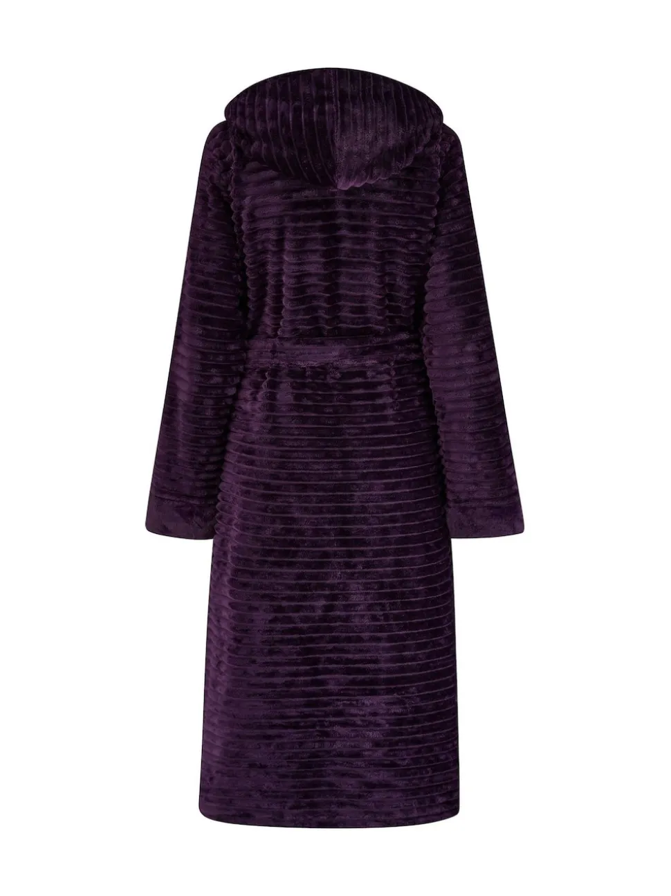 Pour Moi Purple Cosy Ribbed Fleece Midi Hooded Dressing Gown