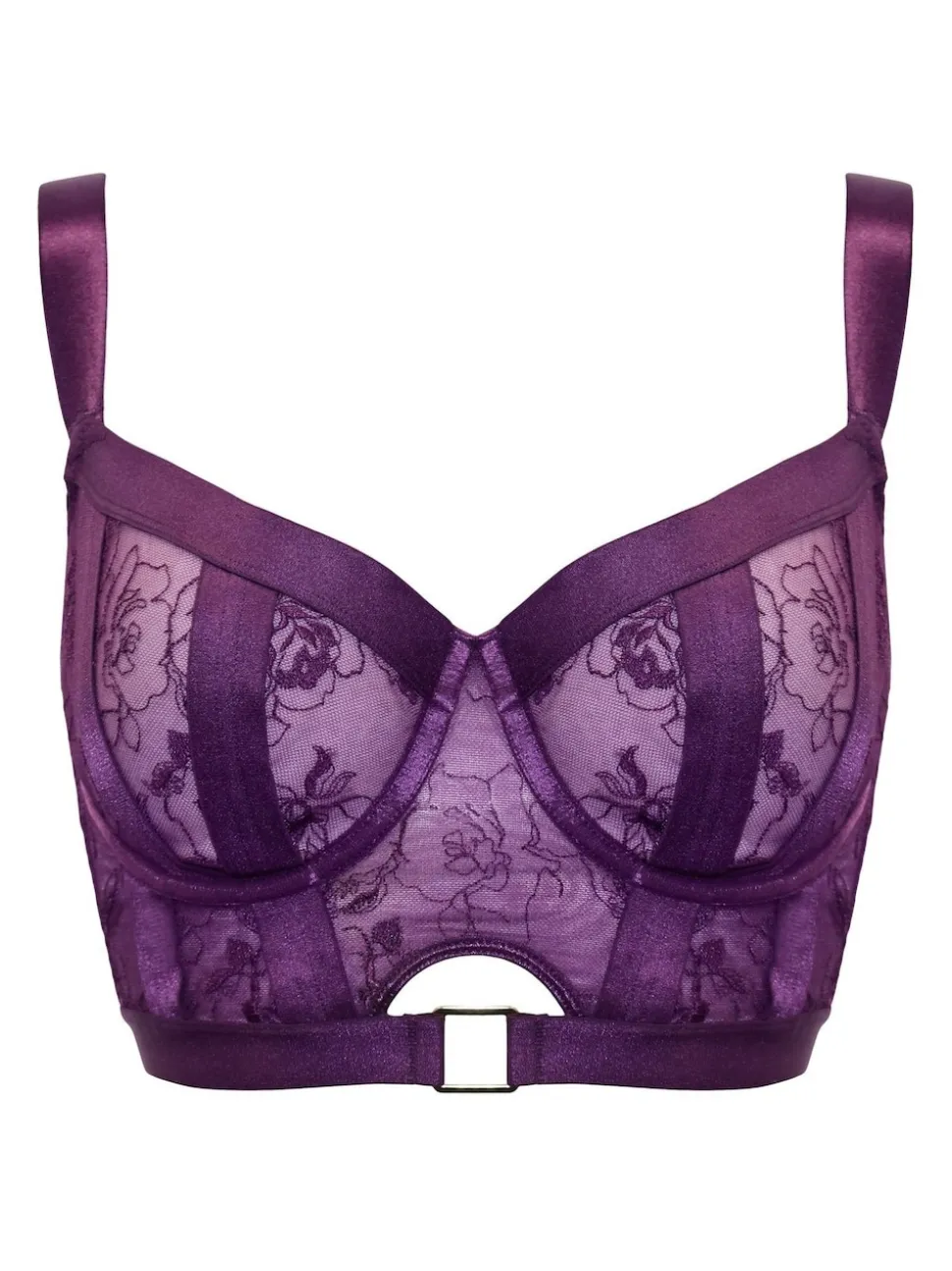 Pour Moi Purple Non Padded India Embroidery Underwired Bustier Bra